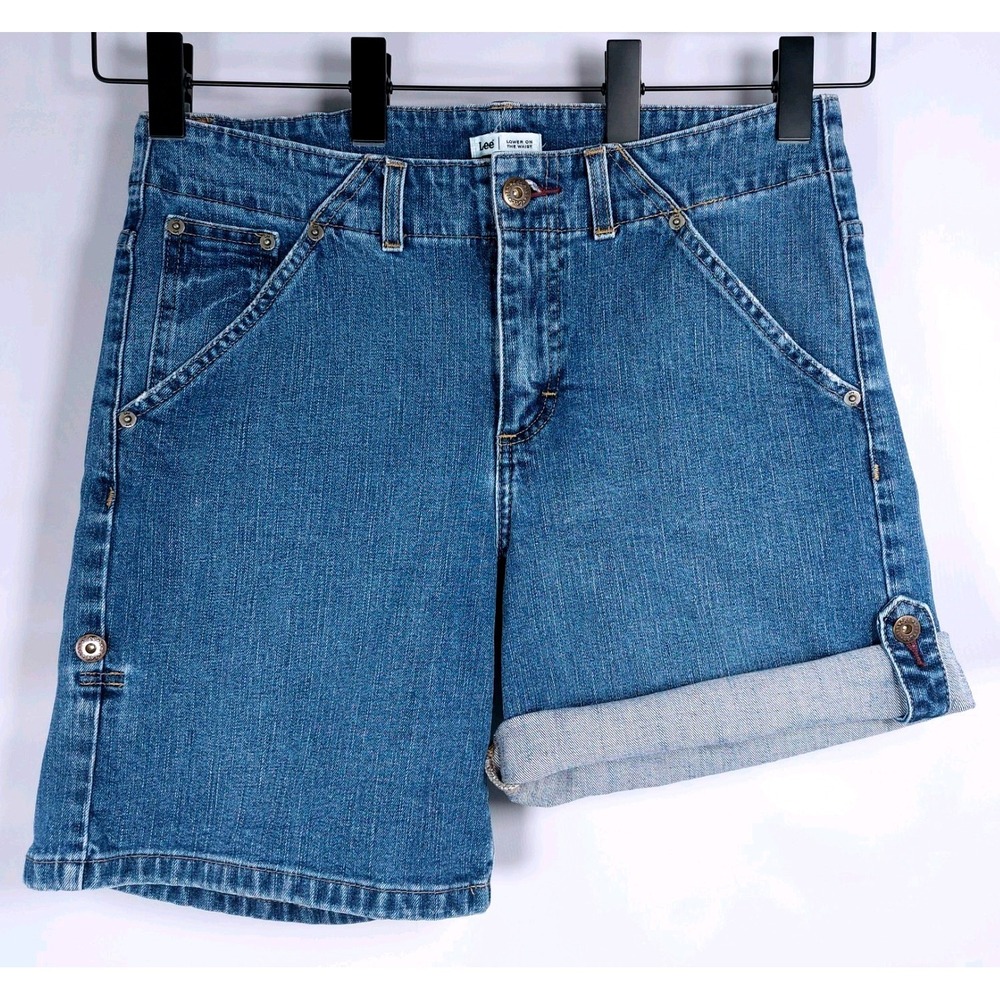 Lee Lower on the Waist Denim Adjustable Length Shorts Womens 12 Med Blue